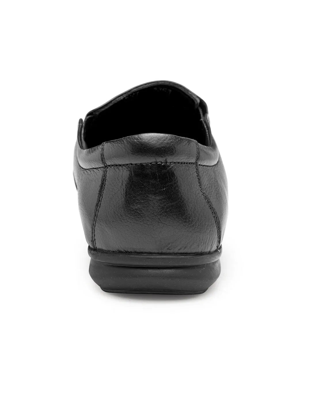 Teakwood Men Black Genuine Leather Formal Slip-Ons