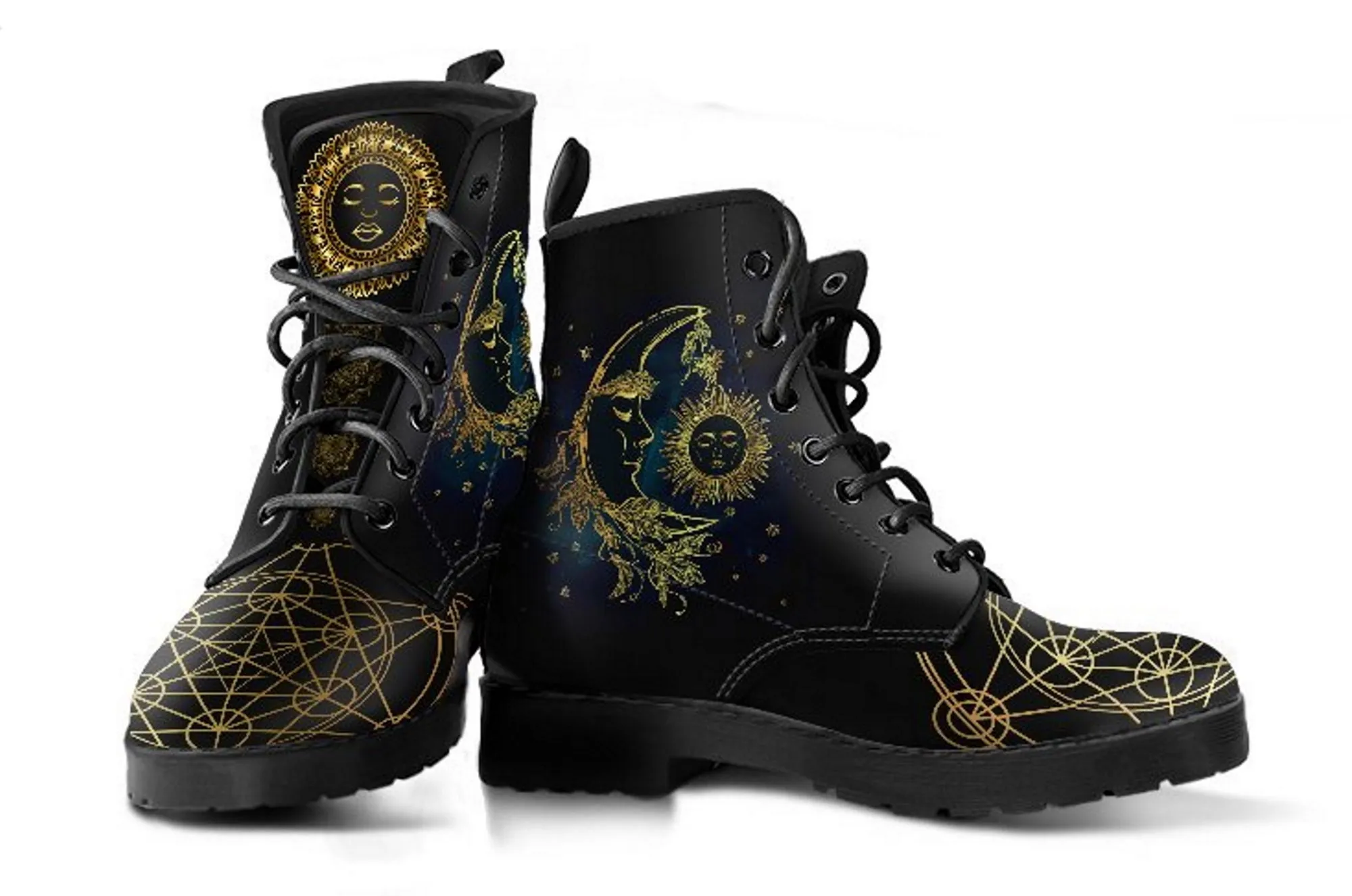 The Sun & Moon Galaxy Women's Vegan Leather Combat Boots
