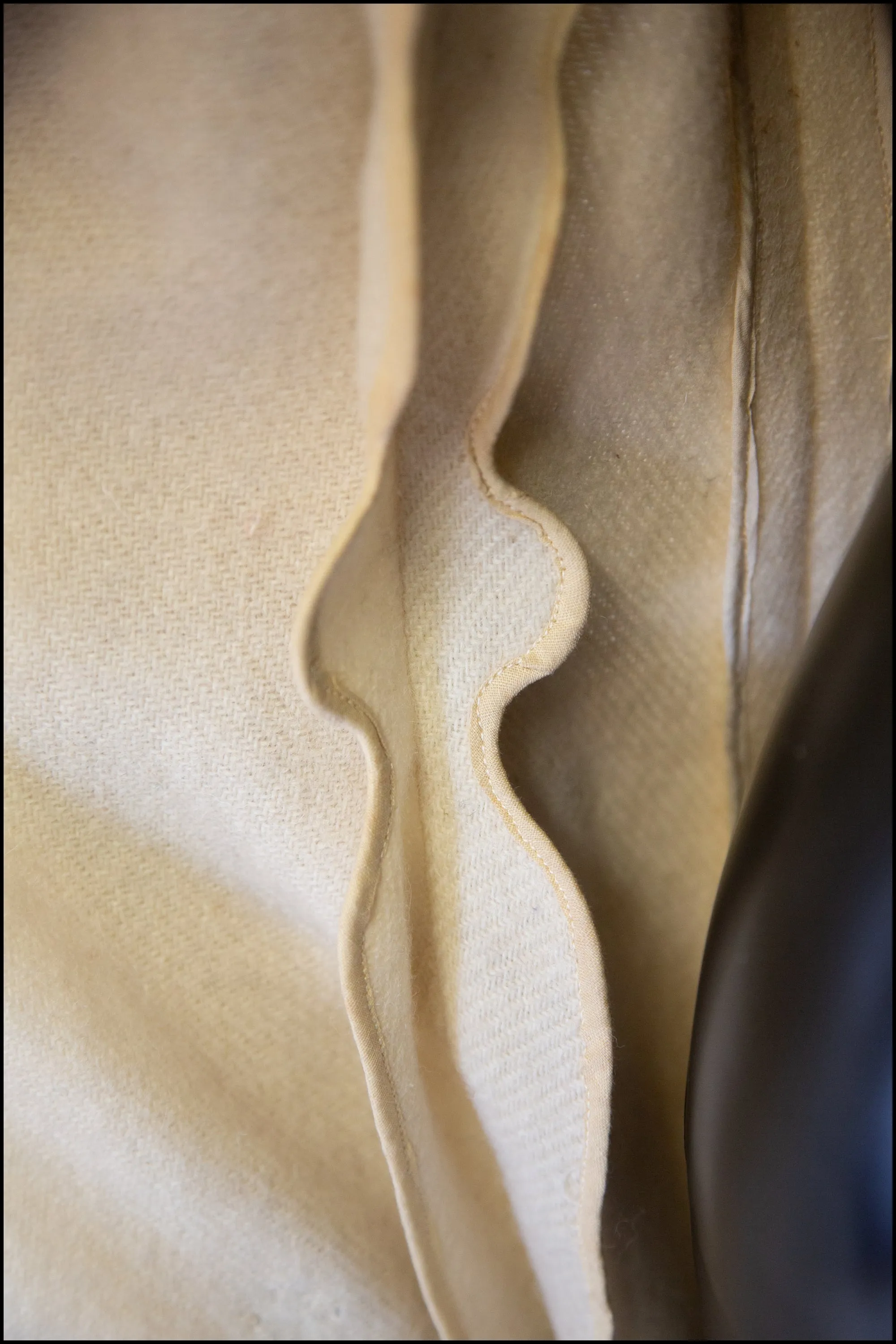 Vintage 1940s Cream Embroidered Wool Maxi Coat