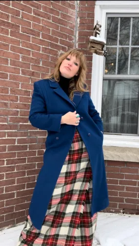 Vintage 80's Lapis Blue Wool Coat