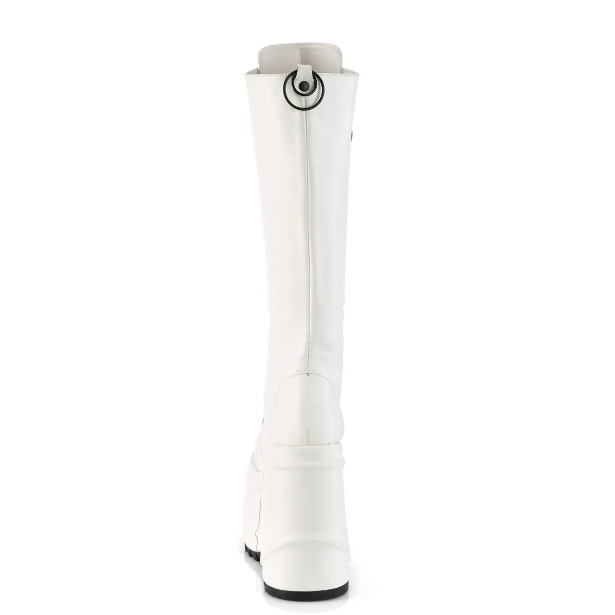 WAVE-200 DemoniaCult White Vegan Leather Sexy Women's Mid-Calf & Knee High Boots (Alternative Footwear)
