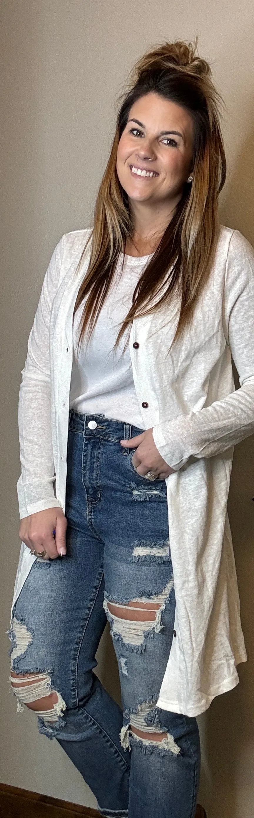 White Lightweight Cardigan
