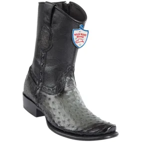 Wild West Boots Mens Ostrich Dubai Toe Short Boots Color Faded Brown