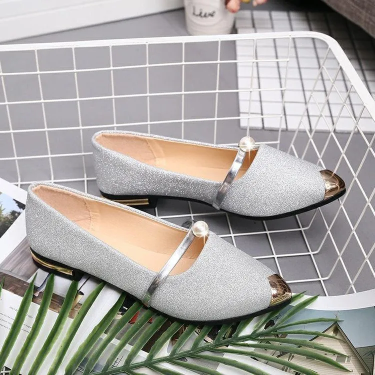 Women elegant look Pearl Shoes Low Heel outfit