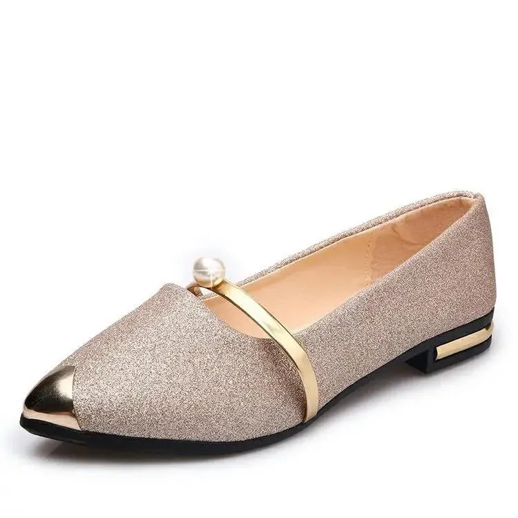 Women elegant look Pearl Shoes Low Heel outfit
