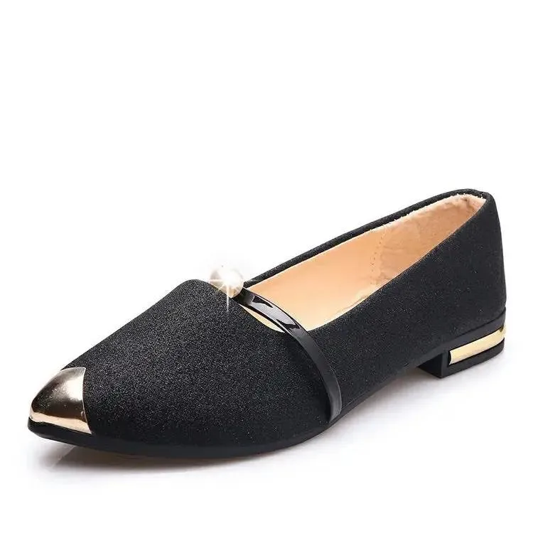 Women elegant look Pearl Shoes Low Heel outfit