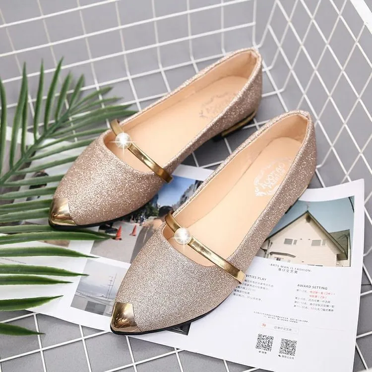 Women elegant look Pearl Shoes Low Heel outfit