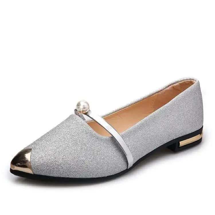 Women elegant look Pearl Shoes Low Heel outfit