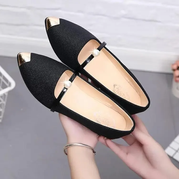 Women elegant look Pearl Shoes Low Heel outfit
