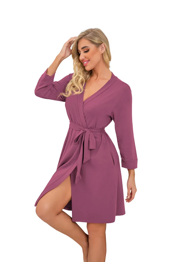 Women Kimono Robes Short Lightweight Robe Soft Knit Sleepwear