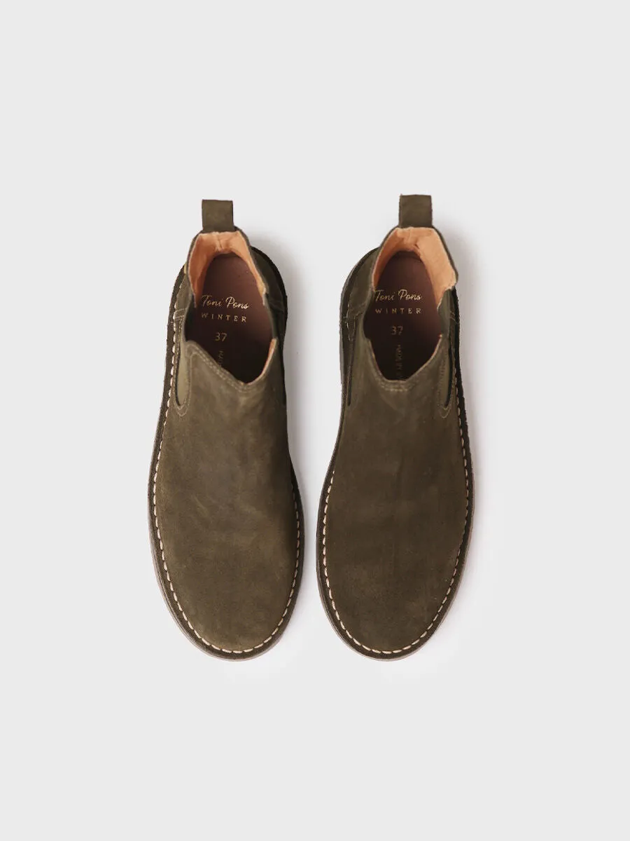 Women's Ankle boot in Suede in Khaki - ISA-SY