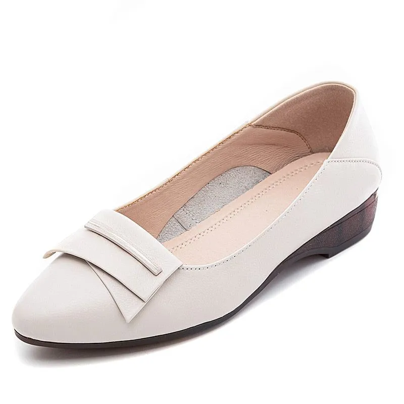 Women's Casual Shoes GCSZXC09 Flats Pointed Toe Leather Boat