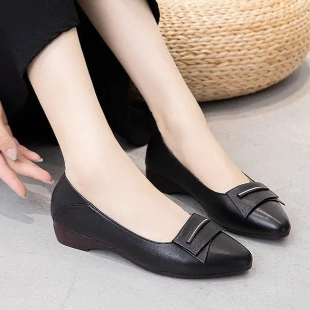 Women's Casual Shoes GCSZXC09 Flats Pointed Toe Leather Boat