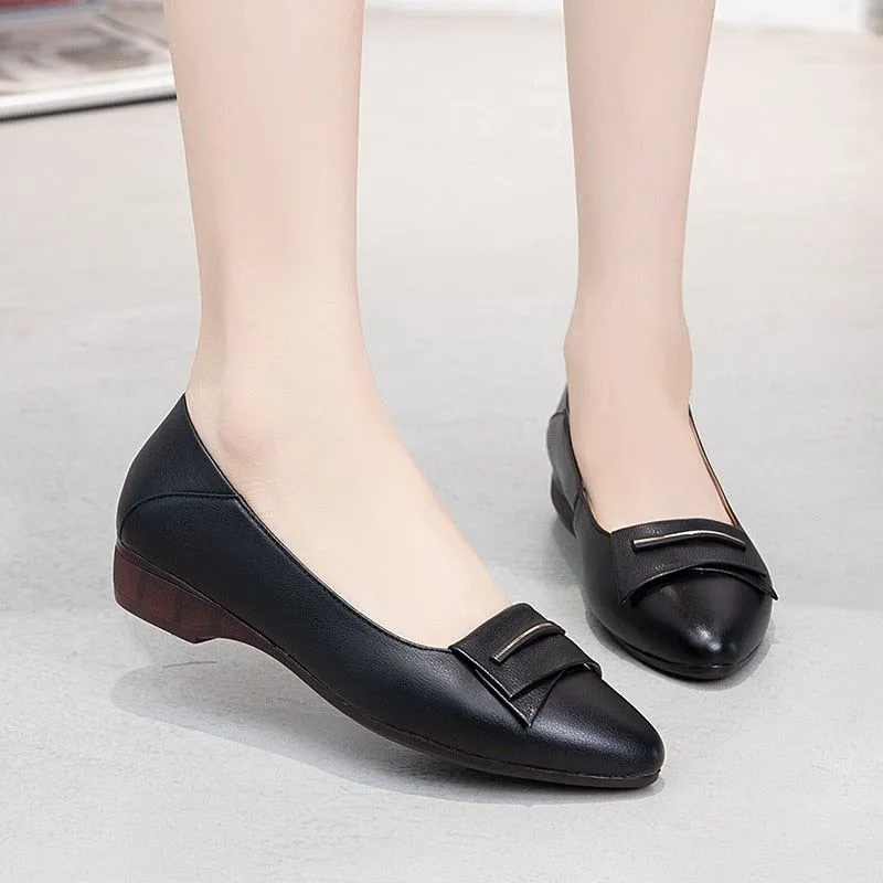 Women's Casual Shoes GCSZXC09 Flats Pointed Toe Leather Boat