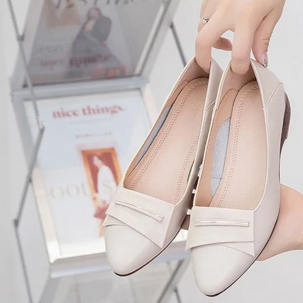 Women's Casual Shoes GCSZXC09 Flats Pointed Toe Leather Boat