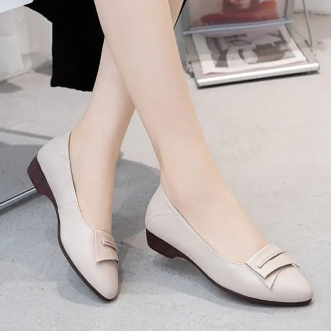 Women's Casual Shoes GCSZXC09 Flats Pointed Toe Leather Boat