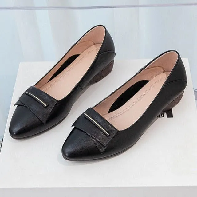 Women's Casual Shoes GCSZXC09 Flats Pointed Toe Leather Boat