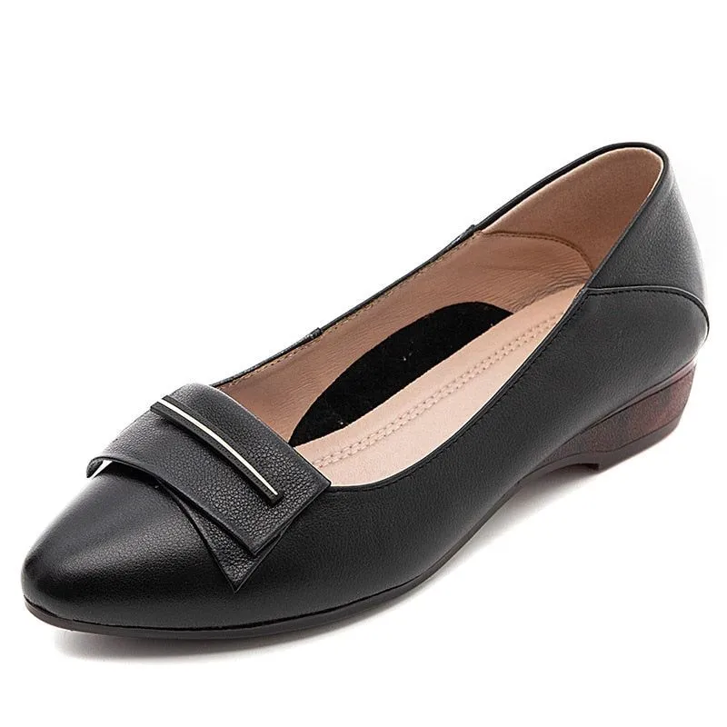 Women's Casual Shoes GCSZXC09 Flats Pointed Toe Leather Boat
