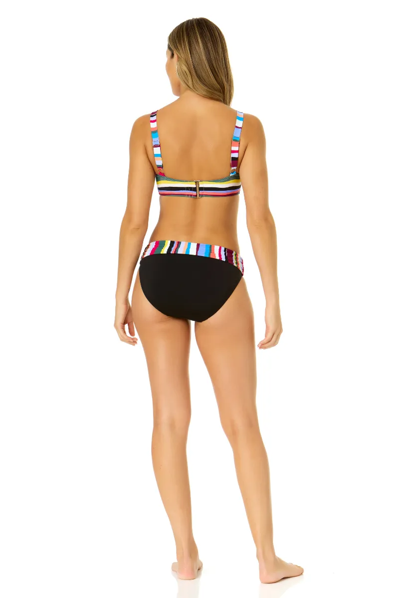 Women's Easy Breezy Stripe Ring Strap Bandeau Swim Top