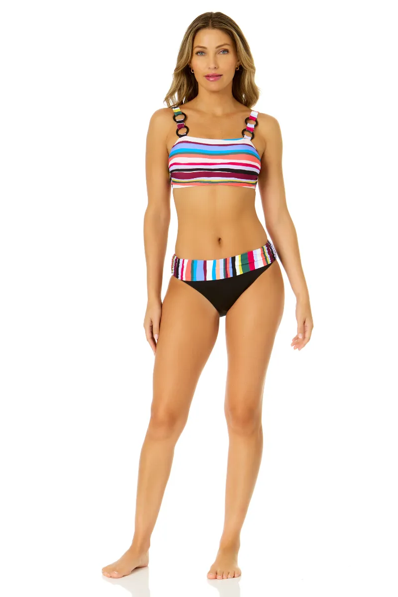 Women's Easy Breezy Stripe Ring Strap Bandeau Swim Top