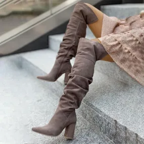 Women's Fashion Pointed Toe Suede Over the Knee Boots 22467713C