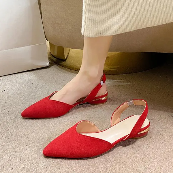 Women's Fashionable Pointed Toe Elastic Strap Flats 43894702S
