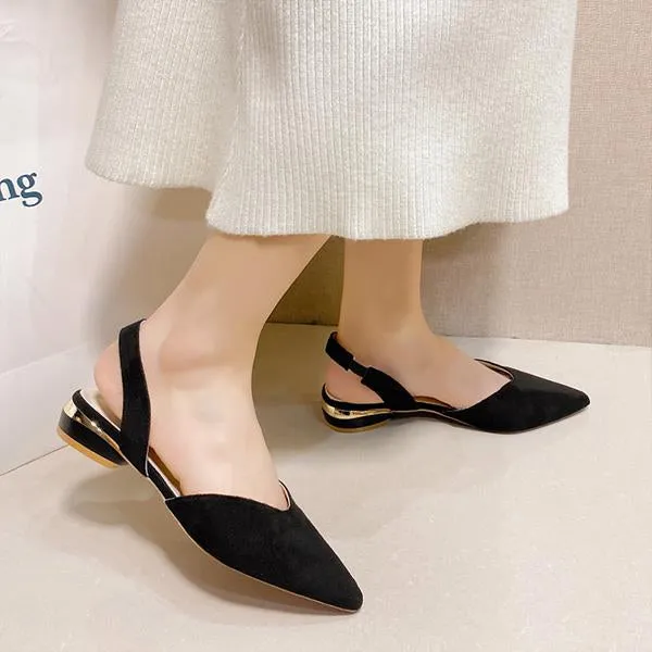 Women's Fashionable Pointed Toe Elastic Strap Flats 43894702S