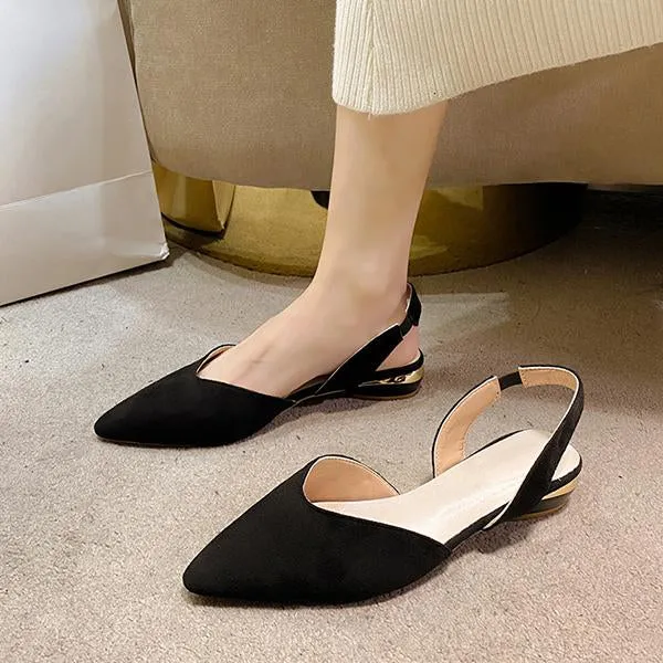 Women's Fashionable Pointed Toe Elastic Strap Flats 43894702S
