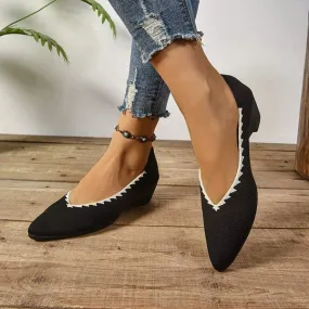 Women's Knitted Pointed Toe Slip-On Shoes 39589729C