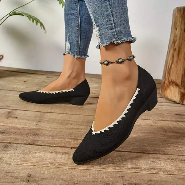 Women's Knitted Pointed Toe Slip-On Shoes 39589729C