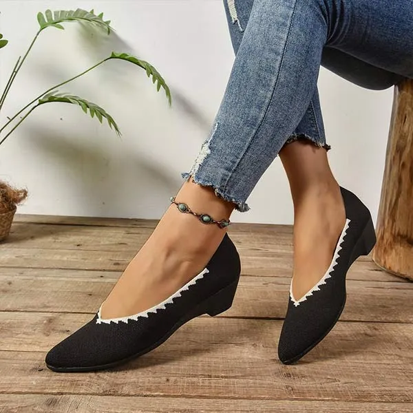 Women's Knitted Pointed Toe Slip-On Shoes 39589729C
