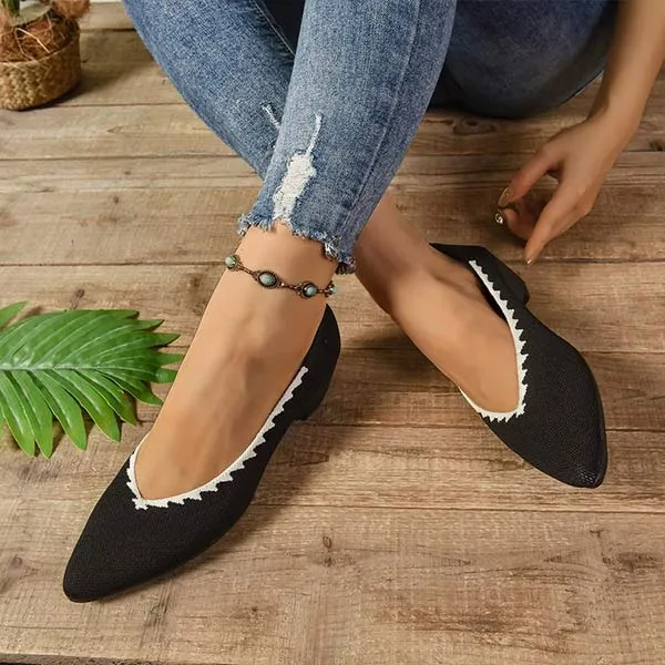 Women's Knitted Pointed Toe Slip-On Shoes 39589729C