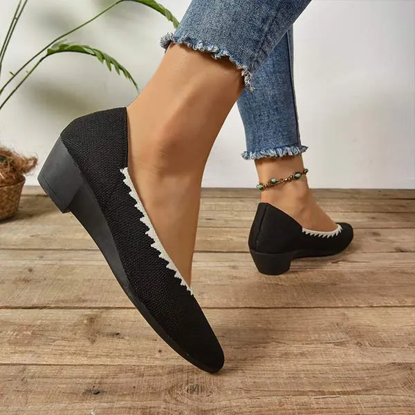Women's Knitted Pointed Toe Slip-On Shoes 39589729C