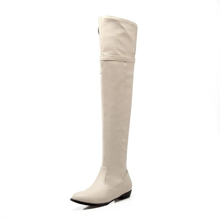 Women's low heels winter over the knee boots