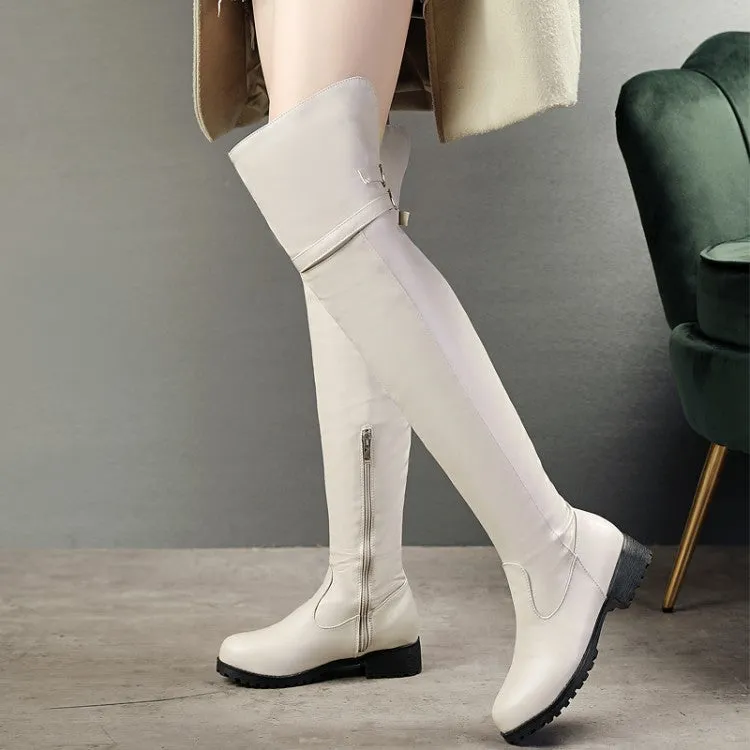 Women's low heels winter over the knee boots