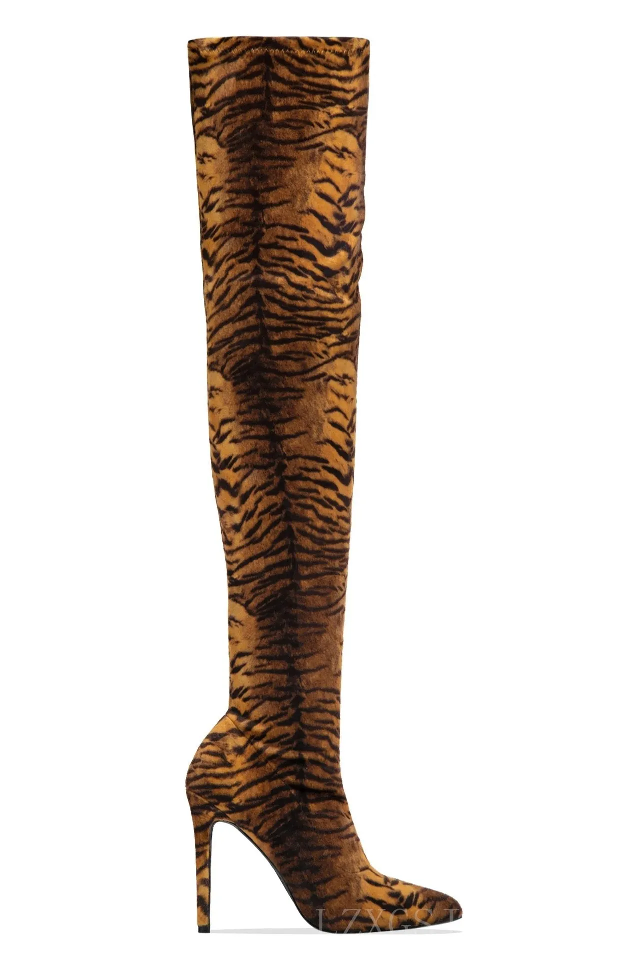 Women's sexy leopard stiletto high heel thigh high boots