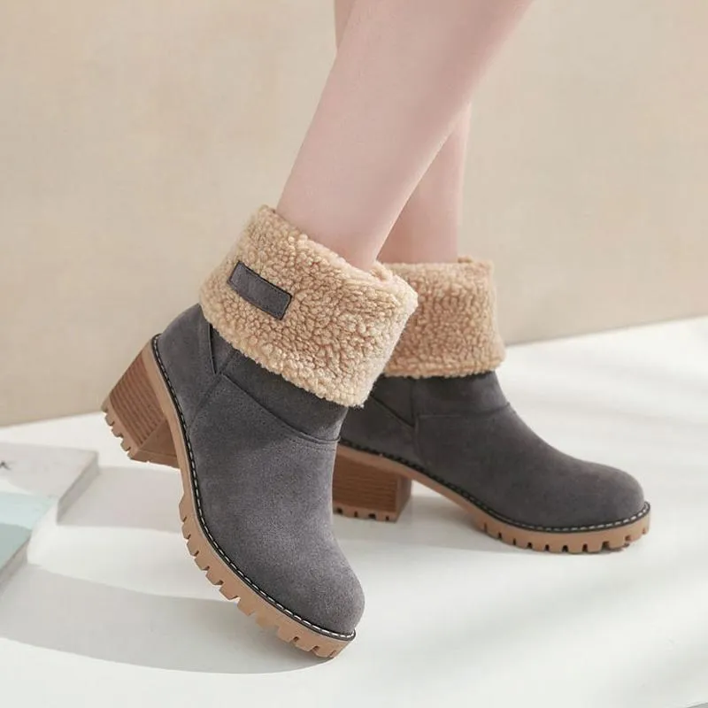 Women's Shoes - Thick Bottom Winter Fur Wedge Booties
