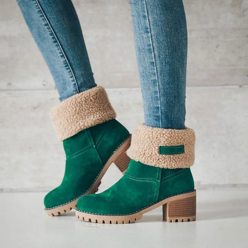 Women's Shoes - Thick Bottom Winter Fur Wedge Booties