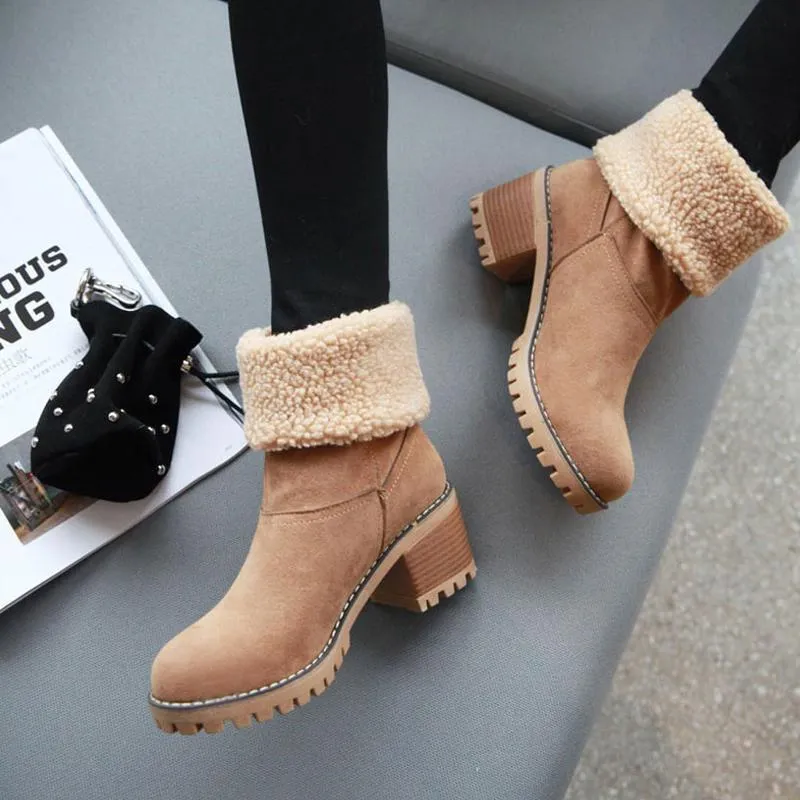 Women's Shoes - Thick Bottom Winter Fur Wedge Booties