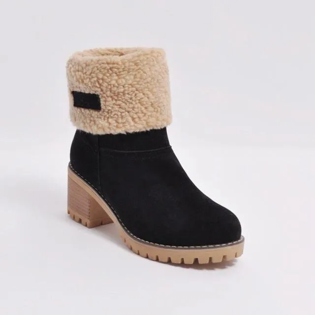 Women's Shoes - Thick Bottom Winter Fur Wedge Booties