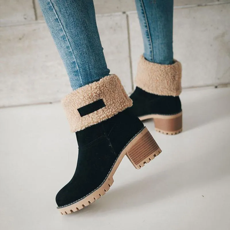 Women's Shoes - Thick Bottom Winter Fur Wedge Booties